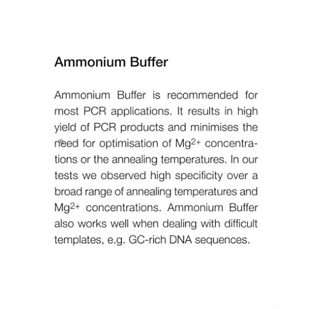 Apex Bioresearch Products 42-800B2 Apex Taq, 500Units, 5u/ul, 10X Standard MgFree&NH4 MgFree, 1 x 500u/Unit quaternary image